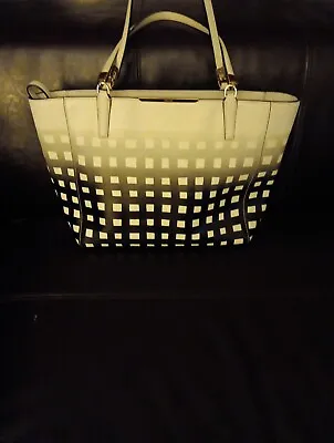 Coach Madison Black White Gingham Saffiano Shoulder Tote Bag Leather 30118 • $50