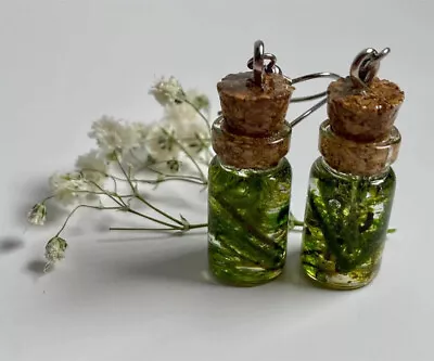 Cottage Core Earrings Real Moss In A Jar Resin Green Fairycore • $3.99