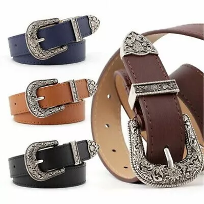 Waist Cowgirl Fashion Ladies Metal Women One Leather Buckle NEW Waistband Belt • £6.07