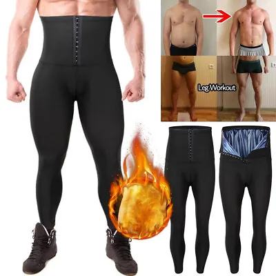 Men High Waist Slimming Compression Sauna Leggings Workout Thermo Sweat Pants US • $16.79