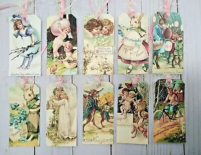 10 Vintage Style Easter~Handmade~Gift Tags~Scrapbooks~Junk Journals~Crafts • $4.79