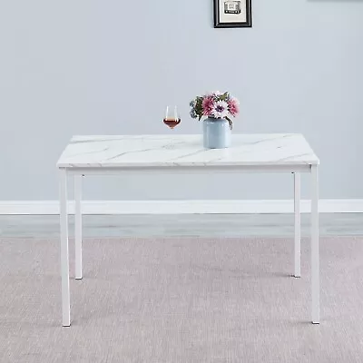 47.24  Rectangular White Marble MDF Table Top Dining Table Dining Room Kitchen • $129.99