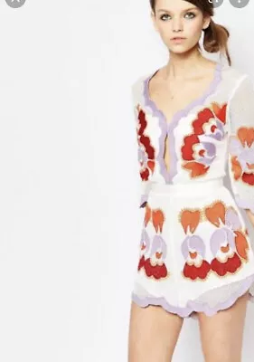 $115 • Buy /🍃 ALICE MCCALL Embroidered Floral ‘NEVER HAVE I EVER’ Playsuit Romper 12 M