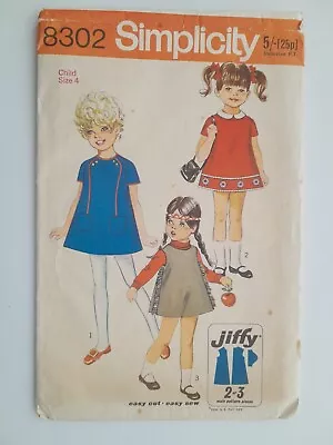 £2.75 • Buy Uncut Vintage 1960s Girls Child Size 4 23  Dress Pinafore Easy Sewing Pattern
