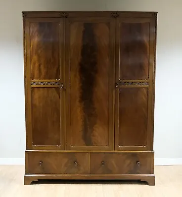 £1150 • Buy Lovely Flame Mahogany Triple Wardrobe With Two Drawers & Original Mirror