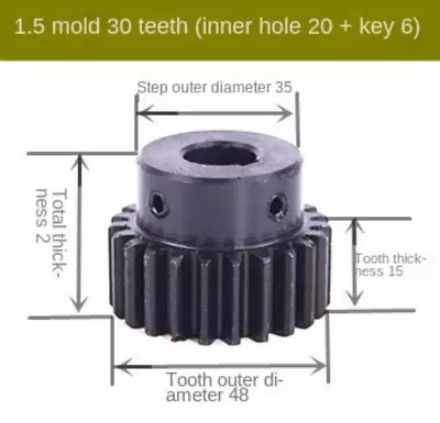 10pc 1.5 Mold 30 Tooth Hole 20 Key 6 Bump Gear Motor Gear Spur Gear With Step • $365.48