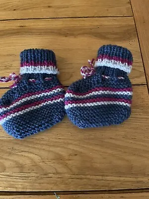 £4.90 • Buy Hand Knitted Baby Or Teddy Bear Boots To Fit Newborn-6 Months-16 Inch Teddy