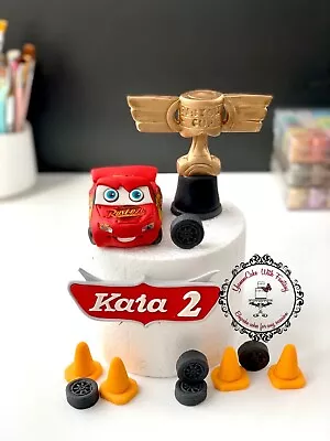 Handmade Unofficial Lighting McQueen Cars  Edible Birthday Cake Topper • £58.99