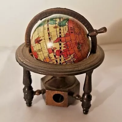 Vintage Miniature Cast Metal Spinning World Globe Pencil Sharpener • $9.99