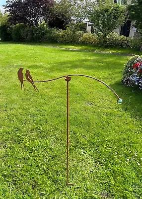 Pair Of Swallows Metal Garden Stake Balancer Gift Decor Outdoor Present Gardener • £21.99