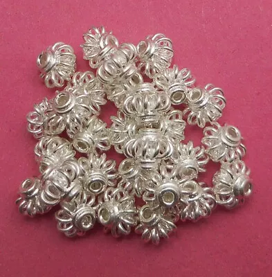 28 Pcs 8x7mm  Bali Filigree Spacer Bead Sterling Silver Plated 69 Sdm-235 • $5.99