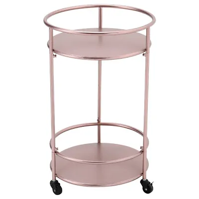 £59.95 • Buy Rose Gold Drinks Trolley With 2 Tiers Art Deco Vintage Bar Cart Table Round UK