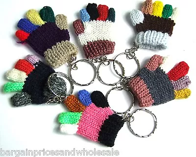 £2.95 • Buy Funky Cute Winter Hand Knitted Glove Multi Colour Keyring Keychain Charm 