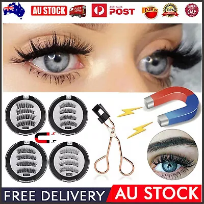 3D Reusable Magnetic False Eyelashes Set False Eye Lashes Curler Clip Tool Kits • $12.69