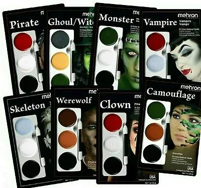 Mehron Makeup Tri-color Zombie Halloween Makeup Palette Pick Any Character !!! • $8.45