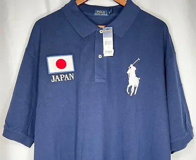 Ralph Lauren Flag Polo Shirt Japan Patch Navy-Blue Big & Tall Size 3XB - NWT • $95