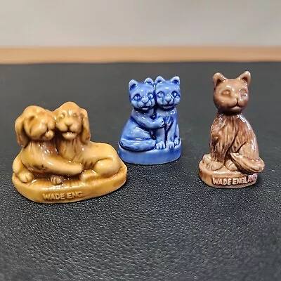 Set Of 3 Wade Whimsies Red Rose Tea Puppies Kittens Cat Mini Porclein Figures • $15