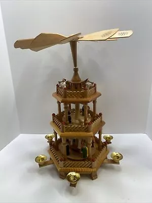 Vintage Christmas Nativity Windmill Carousel Pyramid 3 Tier German Wood Lloyds • $77.60