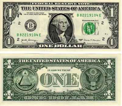 2 X USA Dollar Bill - Genuine - Real One Dollar Notes - Uncirculated - Mint-2017 • £5