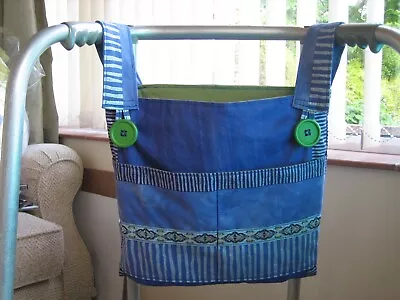 Walking/zimmer Frame Bag With 4 Pockets - Blue/silver/green • £11.50