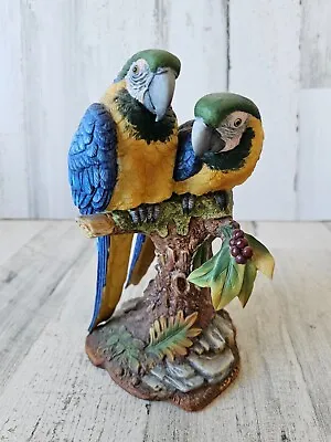 Vintage Andrea Double Golden Blue Macaws Parrot Figurine Bird 7951 1987 Realisti • $59.17