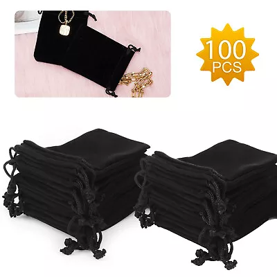 100Pcs Velvet Drawstring Velour Gift Pouches Ring Jewelry Bag Wedding Favors • $18.79