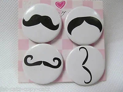 Set Of 4 Moustache Tache Fridge Magnets 4cm Diameter Gift Idea UK Seller • $3.72