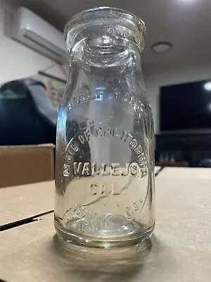 Maid Of California Vallejo California Vintage Embossed 1/2 Pint Milk Bottle • $9.99