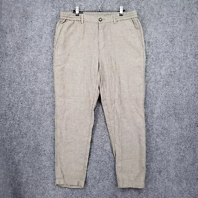 NEW Banana Republic Pants Men 34x29 Taupe Linen Blend Mason Athletic Tapered Fit • $44.99