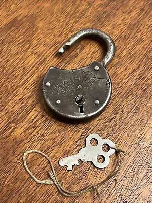 Antique Oak Leaf Lock Old Original Steel Wm Enders Padlock Vintage & Old W/ Key • $17.50