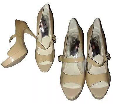 Michael Kors MK Nude Peep-toe Platform Mary Jane High Heels Size 10 • $33