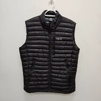 Rab Mens Microlight Down Zip Puffer Vest Gilet Bodywarmer Pertex Black Large • £79.99