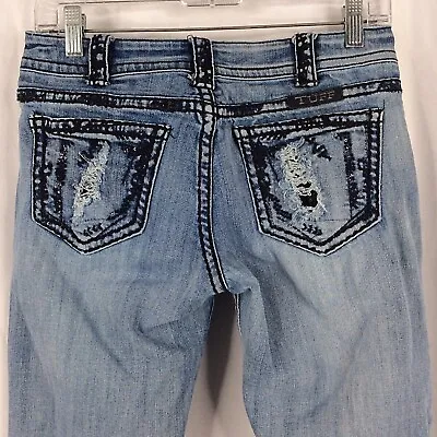 Cowgirl Tuff Co. Jeans Womens Size 27X35 (28x34) Distressed Boot Cut Light Wash • $29.99