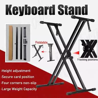 Piano Keyboard Stand Adjustable Folding X Style Double Braced Height Stool New • $28.99