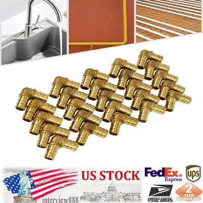 1/2  Inch PEX 90 Degree Elbow Brass Crimp Fittings Lead Free 1/2 X1/2  25Pcs • $3.23