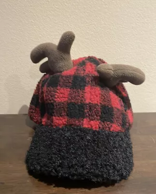 Holiday Time Christmas Plaid Antler Hat Cap Reindeer • $22.94