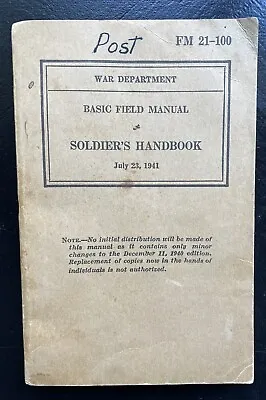 Antique 1941 Basic Field Manual Soldier's Handbook • $12.95