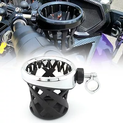 Handlebar Cup Holder Drink W/ Mesh Basket Mount Universal For Harley Motorcycle • $22.44