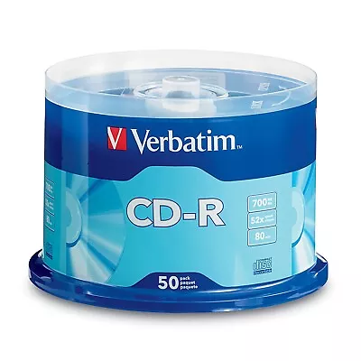 50PK Verbatim CD-R 700MB/80min 52x White Printable Inkjet Recording Blank Disc • $35