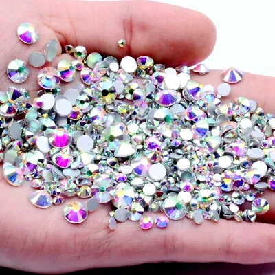 SS3-SS50 Glitter Crystal AB Nail Art Rhinestones Non Hot Fix FlatBack Stones • $4.28