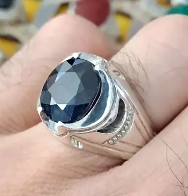 Natural Blue Sapphire Gemstone With 925 Sterling Silver Ring For Men's ALL Size • $68