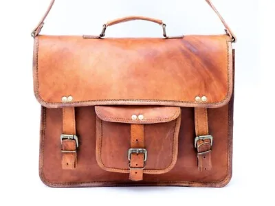 New Brown Handmade Leather Men's Shoulder Laptop Bag Genuine Briefcase • $55.10