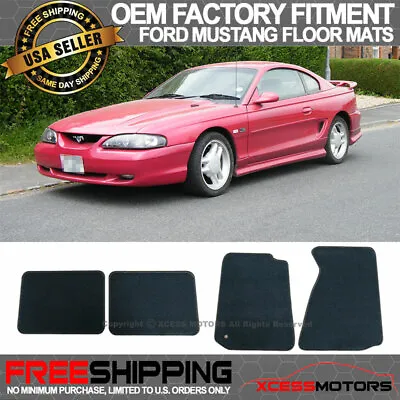 Fit 94-98 Mustang OE Factory Fitment Floor Mats Carpet Front & Rear Nylon Black • $45.99
