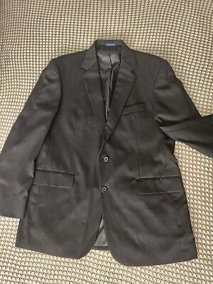 Stafford Signarure Suit 100% Wool Tall Black With Beige Stripes • $50