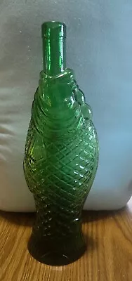 Vintage Green Glass Fish Liquor/Wine Bottle • $11.99