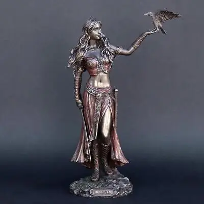 Resin Statues The Celtic Goddess Of Battle With Crow & Sword Bronze Morrigan Fin • $15.59