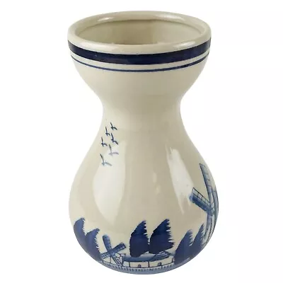 Vintage Dutch Windmill Bulb Planter Vase 6  Cobalt Delft Blue Holland Hyacinth • $16.99