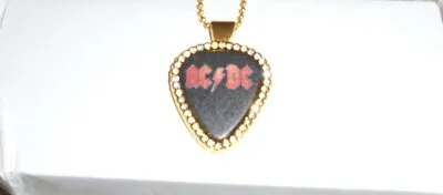 AC DC Hard Rock Band Young Hell Scott Black Edge Concert Pendant Necklace Chain • £24.08