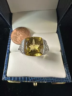 Judith Ripka ~ 925 Sterling Silver Yellow Citrine CZ Ring ~ Size 9.25 • $59.99