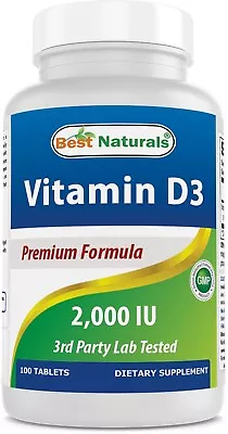 Best Naturals Vitamin D3 2000 IU 100 Tablets • $5.99